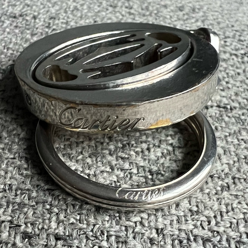 Cartier stainless steel pivoting Double C key ring - Picture 4 of 9